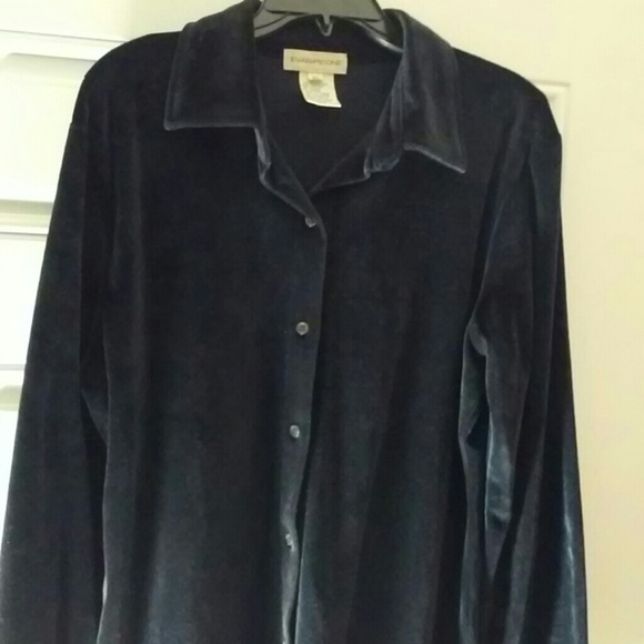 Navy blue Evan Picone velour two piece set - Picture 7 of 8